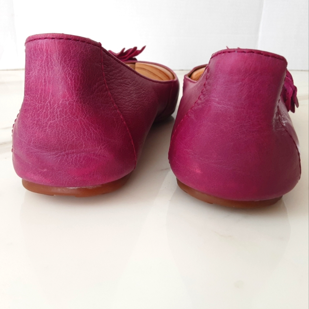 BORN Pink Leather Flower Ballet Flats Sz 10 - Picture 7 of 11